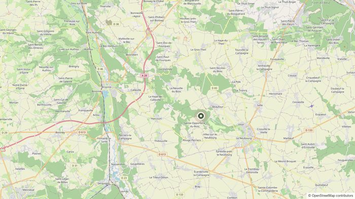 Carte de situation dans l'Eure, entre Le Neubourg, Brionne et Évreux
